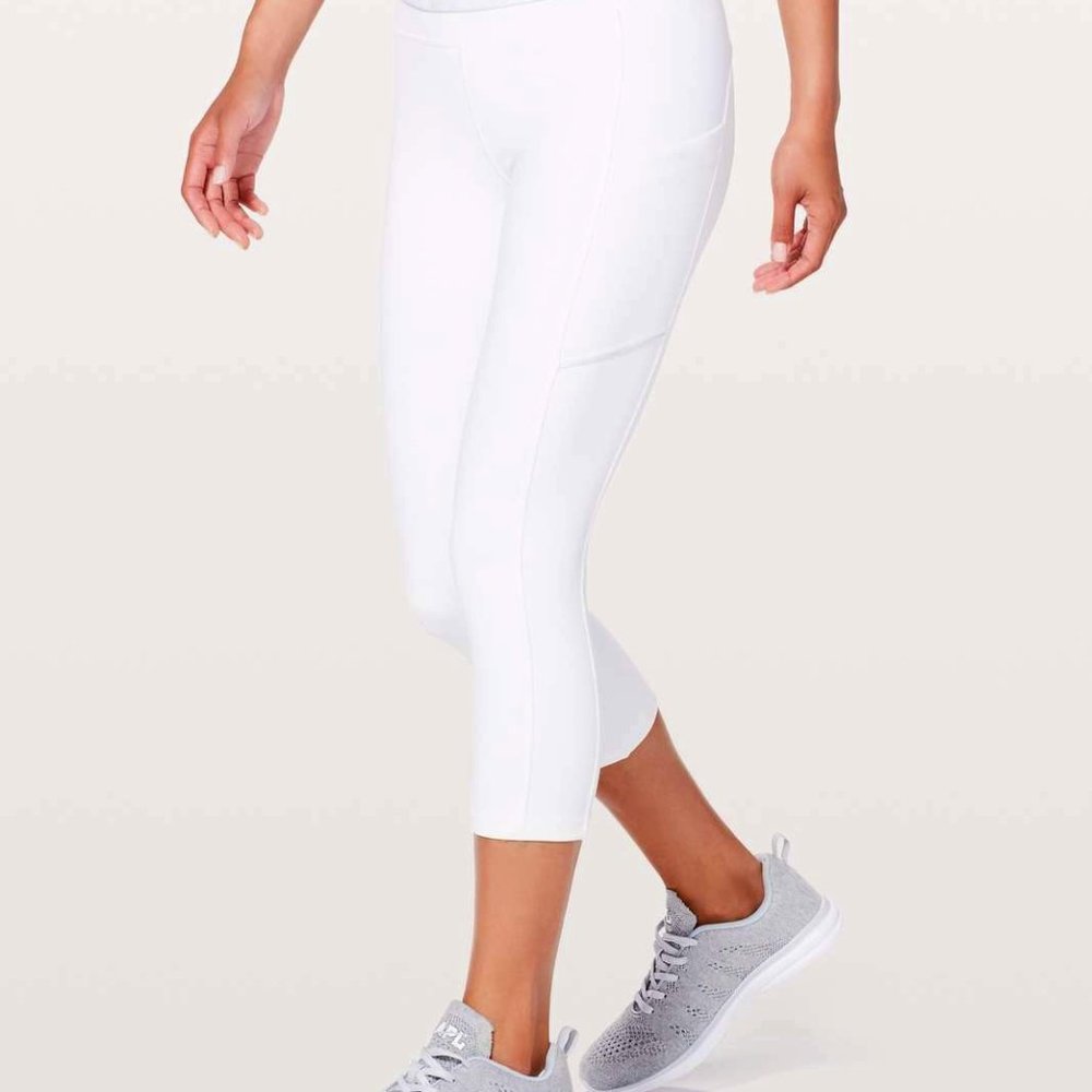 NWOT - Lululemon Speed Up Crop Leggings, Pants, Tights -21" - White - Size 4
